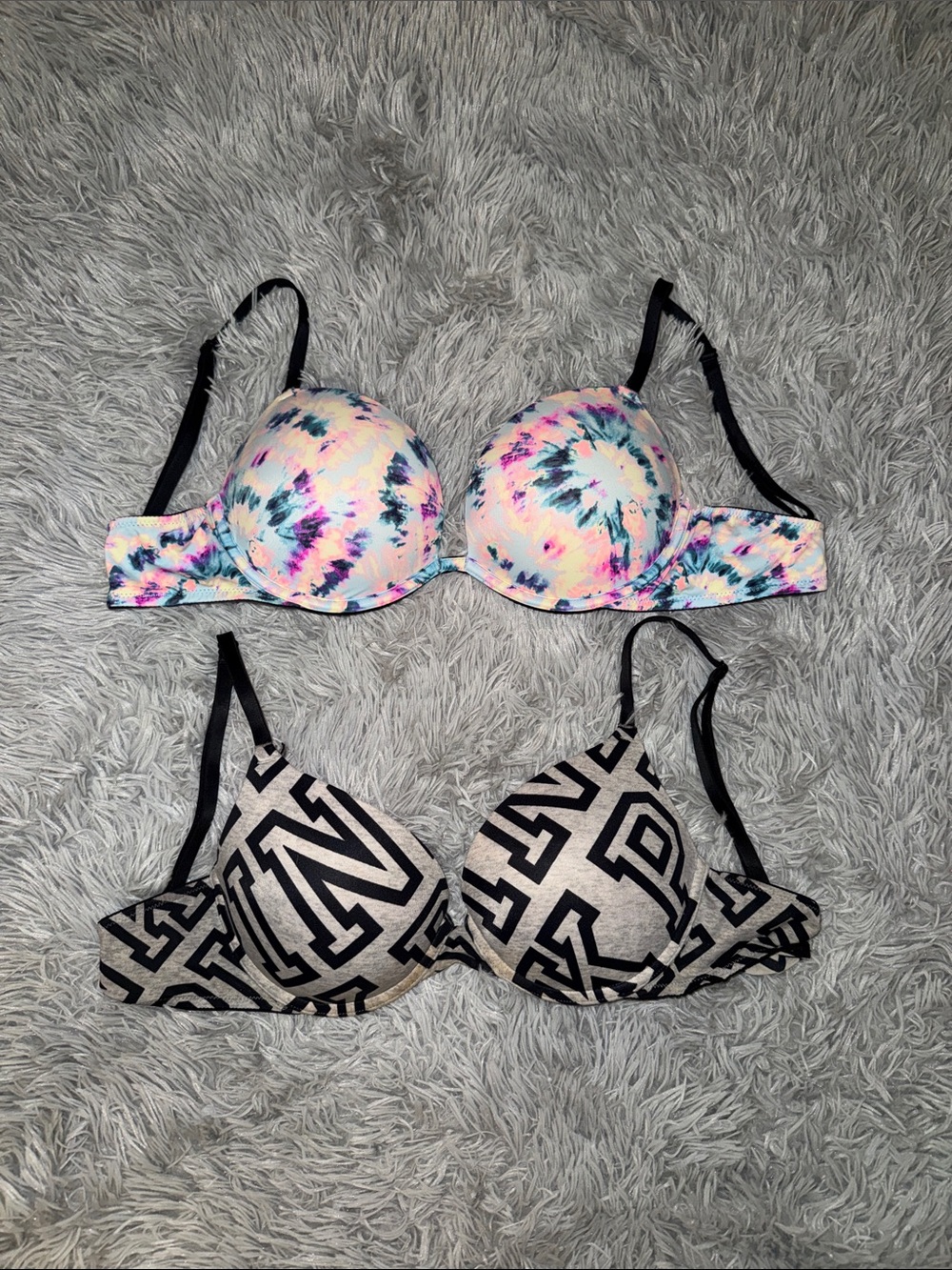PINK Victoria's Secret Pastel Tie-Dye & Logo Push-Up Bra Set